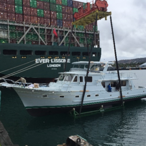 Conqueror Los Angeles coordinated the discharging of a yacht directly into the water