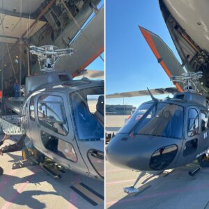 Conqueror Barcelona moves a special cargo of two helicopters